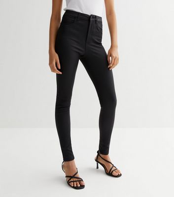 Black Coated Leather-Look Lift & Shape Jenna Skinny Jeans