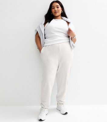 Curves Grey Jersey Cuffed Joggers