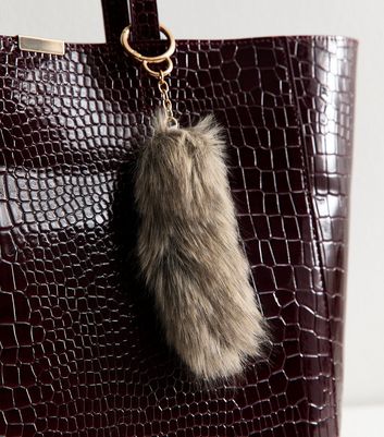 Brown Faux Fur Tail Bag Charm