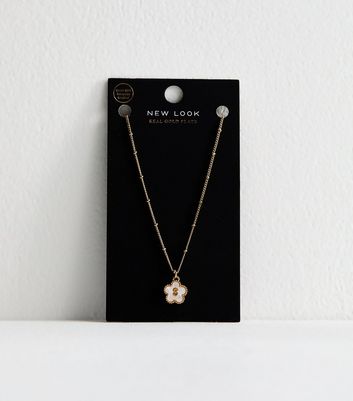 18ct Gold Plated Initial S Flower Necklace