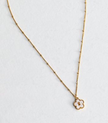 18ct Gold Plated Initial S Flower Necklace