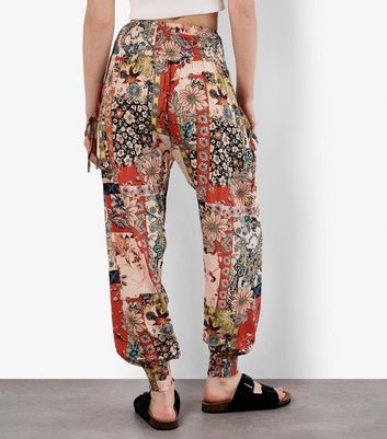 Apricot Orange Patchwork Print Trousers 3 Apricot Orange Patchwork Print Trousers