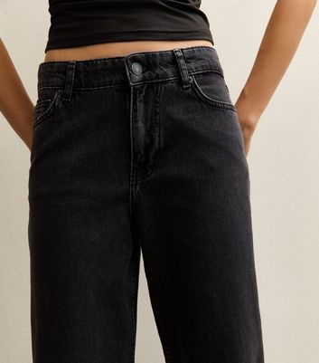 Black Low Rise Wide Leg Jeans