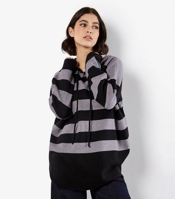 Apricot Light Grey Big Stripe Oversized Hoodie