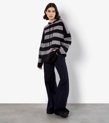 Apricot Light Grey Big Stripe Oversized Hoodie