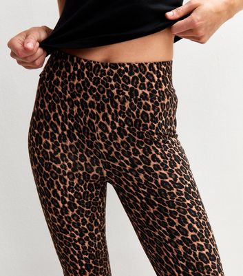 Brown Leopard Print Jersey Kick Flare Leggings 3 Brown Leopard Print Jersey Kick Flare Leggings
