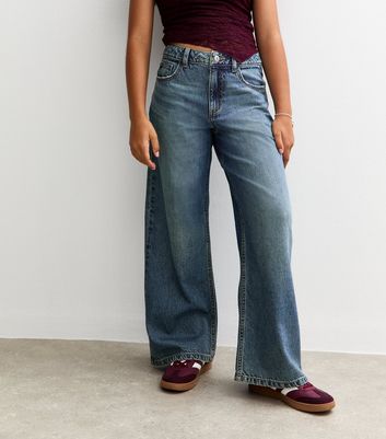 Girls Blue Low Rise Super Wide Leg Jeans 4 Girls Blue Low Rise Super Wide Leg Jeans