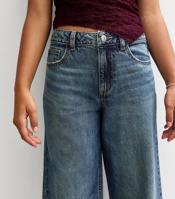 Girls Blue Low Rise Super Wide Leg Jeans 5 Girls Blue Low Rise Super Wide Leg Jeans