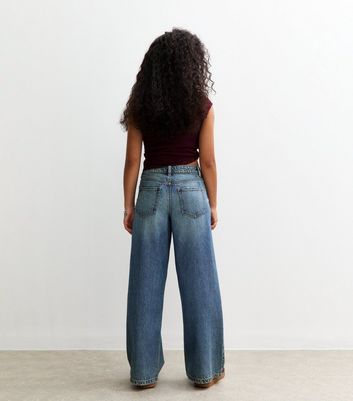 Girls Blue Low Rise Super Wide Leg Jeans 6 Girls Blue Low Rise Super Wide Leg Jeans