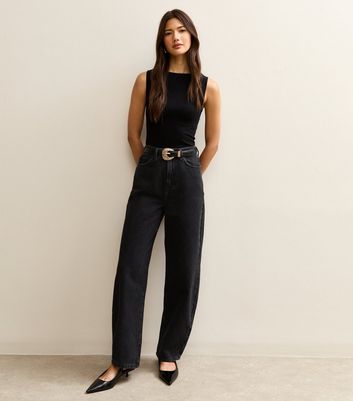 Black Barrel Leg Jeans