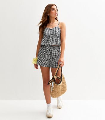 Girls Black Gingham Cami Top 3 Girls Black Gingham Cami Top