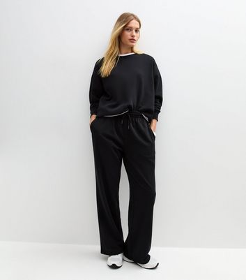 Black Jersey Crew Neck Sweatshirt