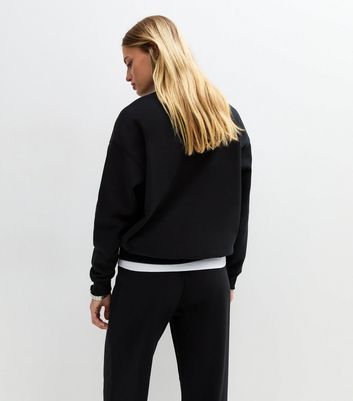 Black Jersey Crew Neck Sweatshirt