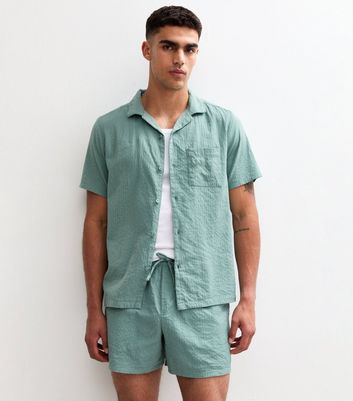 Blue Relaxed Seersucker Drawstring Shorts 3 Blue Relaxed Seersucker Drawstring Shorts