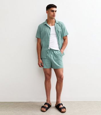 Blue Relaxed Seersucker Drawstring Shorts 4 Blue Relaxed Seersucker Drawstring Shorts