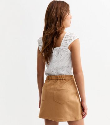 Girls Brown Faux Suede Skirt 4 Girls Brown Faux Suede Skirt