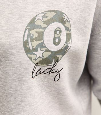 Girls Grey Camouflage 8 Ball Print Hoodie 6 Girls Grey Camouflage 8 Ball Print Hoodie