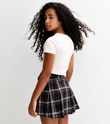 Girls Black Check Buckled Skort 4 Girls Black Check Buckled Skort