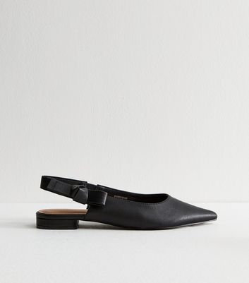 Black Bow Strap Slingback Pumps