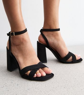 Black Faux Suede Sandals