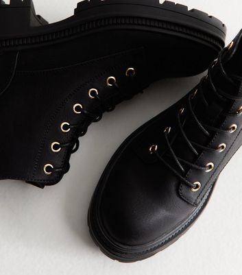 Black Faux Leather Lace Up Boots 3 Black Faux Leather Lace Up Boots