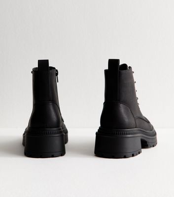 Black Faux Leather Lace Up Boots 5 Black Faux Leather Lace Up Boots