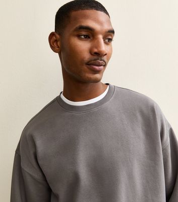 Grey Oversized Crew Neck Sweatshirt
