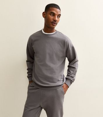 Grey Oversized Crew Neck Sweatshirt
