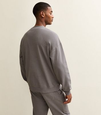 Grey Oversized Crew Neck Sweatshirt 4 Grey Oversized Crew Neck Sweatshirt