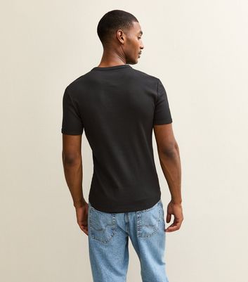 Black Muscle Fit Ribbed Jersey T-Shirt 4 Black Muscle Fit Ribbed Jersey T-Shirt
