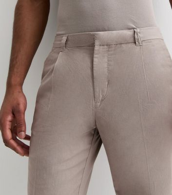 Light Brown Linen Blend Trousers