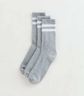 3 Pack Grey Stripe Socks