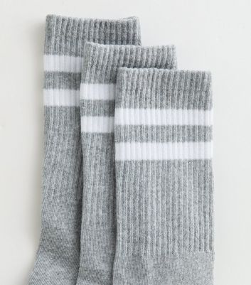 3 Pack Grey Stripe Socks