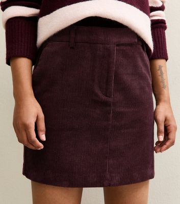 Petite Burgundy Corduroy Mini Skirt