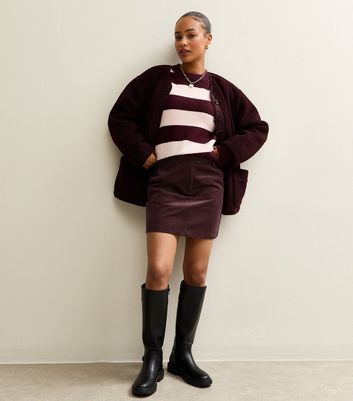 Petite Burgundy Corduroy Mini Skirt