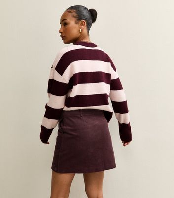Petite Burgundy Corduroy Mini Skirt