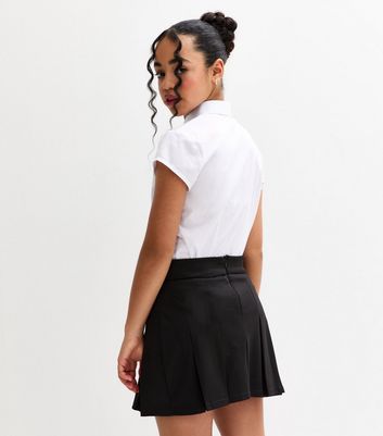 Girls Black Pleated Belted School Skort 4 Girls Black Pleated Belted School Skort