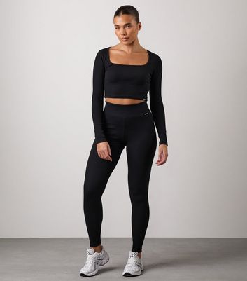 Gym King 365 Black Ribbed Cropped Top