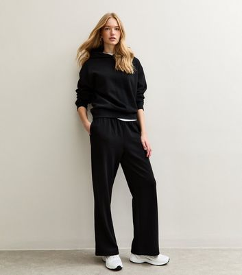 Black Elasticated Waist Wide Leg Joggers