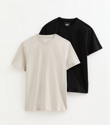 Black and Beige 2 Pack of Regular Cotton T-Shirts