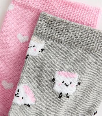 Girls Pack of 2 Pink Marshmallow Trainer Socks