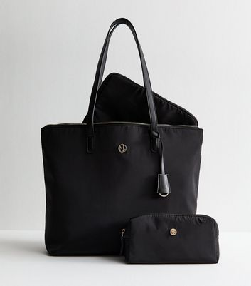 Black Fabric Tote Bag and Accessories Trio
