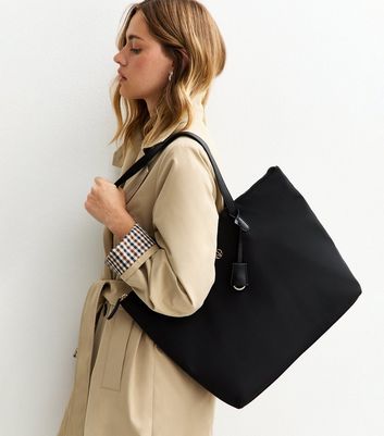 Black Fabric Tote Bag and Accessories Trio