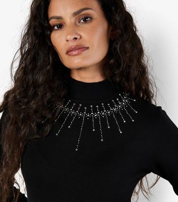 Apricot Black Gem and Stud Neckline Jumper 4 Apricot Black Gem and Stud Neckline Jumper