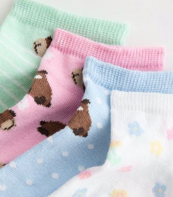 Girls Multicolour Pack of 4 Capybara Trainer Socks