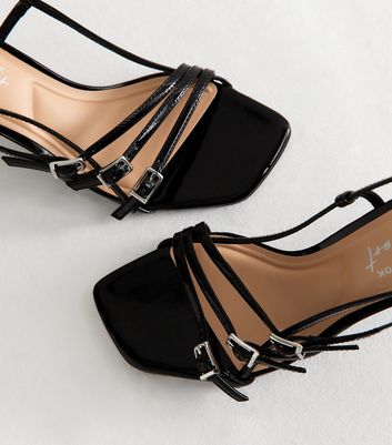 Black Asymmetric Strap Stiletto Heel Sandals 3 Black Asymmetric Strap Stiletto Heel Sandals