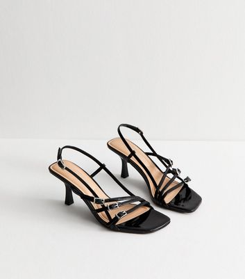 Black Asymmetric Strap Stiletto Heel Sandals 4 Black Asymmetric Strap Stiletto Heel Sandals