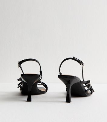 Black Asymmetric Strap Stiletto Heel Sandals 5 Black Asymmetric Strap Stiletto Heel Sandals