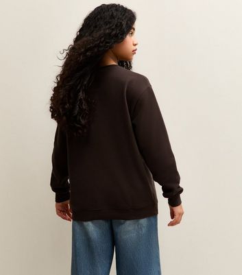 Girls Dark Brown Athletics Applique Logo Sweatshirt 4 Girls Dark Brown Athletics Applique Logo Sweatshirt