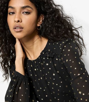 Apricot Black Foil Star Print Mini Dress 4 Apricot Black Foil Star Print Mini Dress